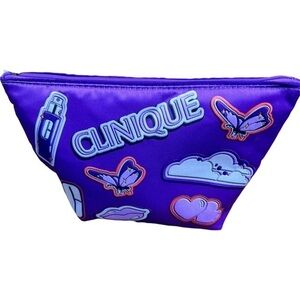 Clinique Purple Cosmetic Bag with Butterfly Design comes with skincare/makeup